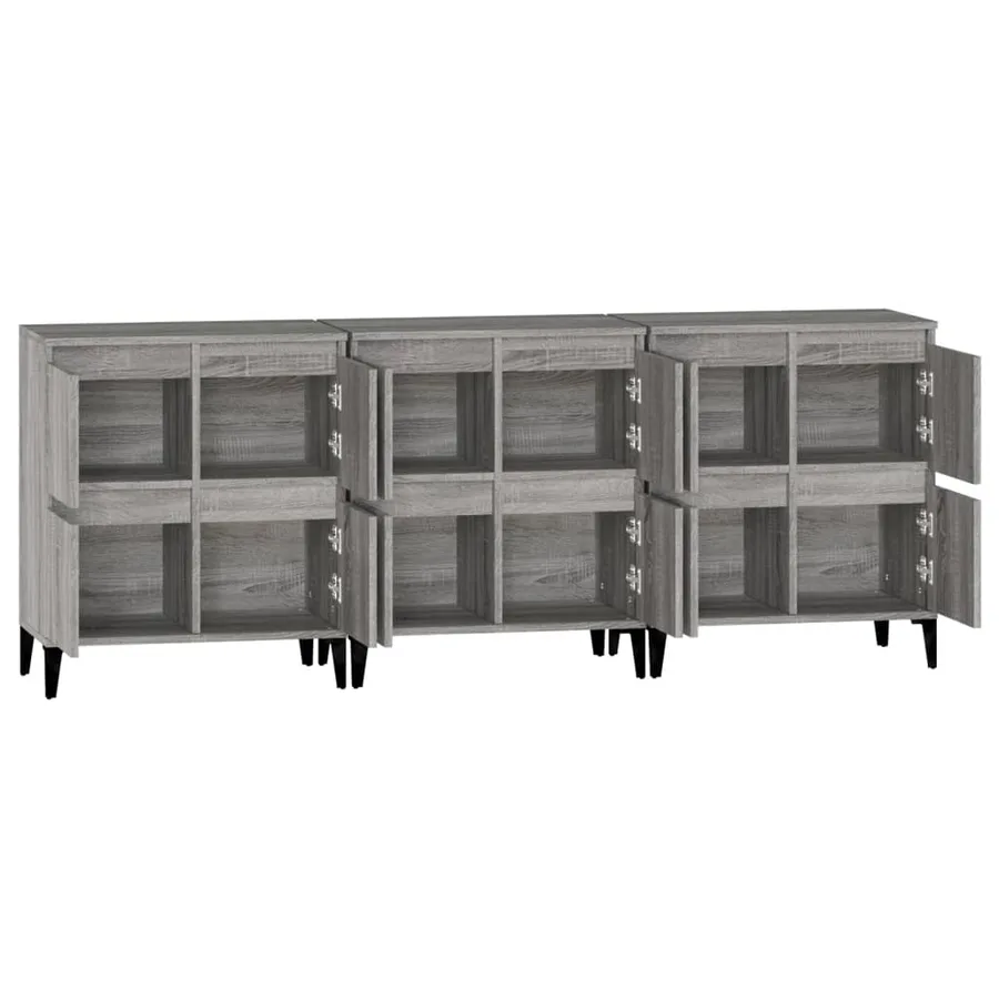 Buffets 3 pcs sonoma gris 60x35x70 cm bois d'ingénierie - 7