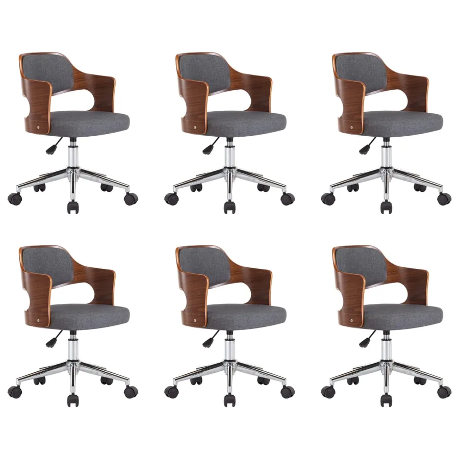 Chaises pivotantes à manger lot de 6 gris bois courbé et tissu - 2