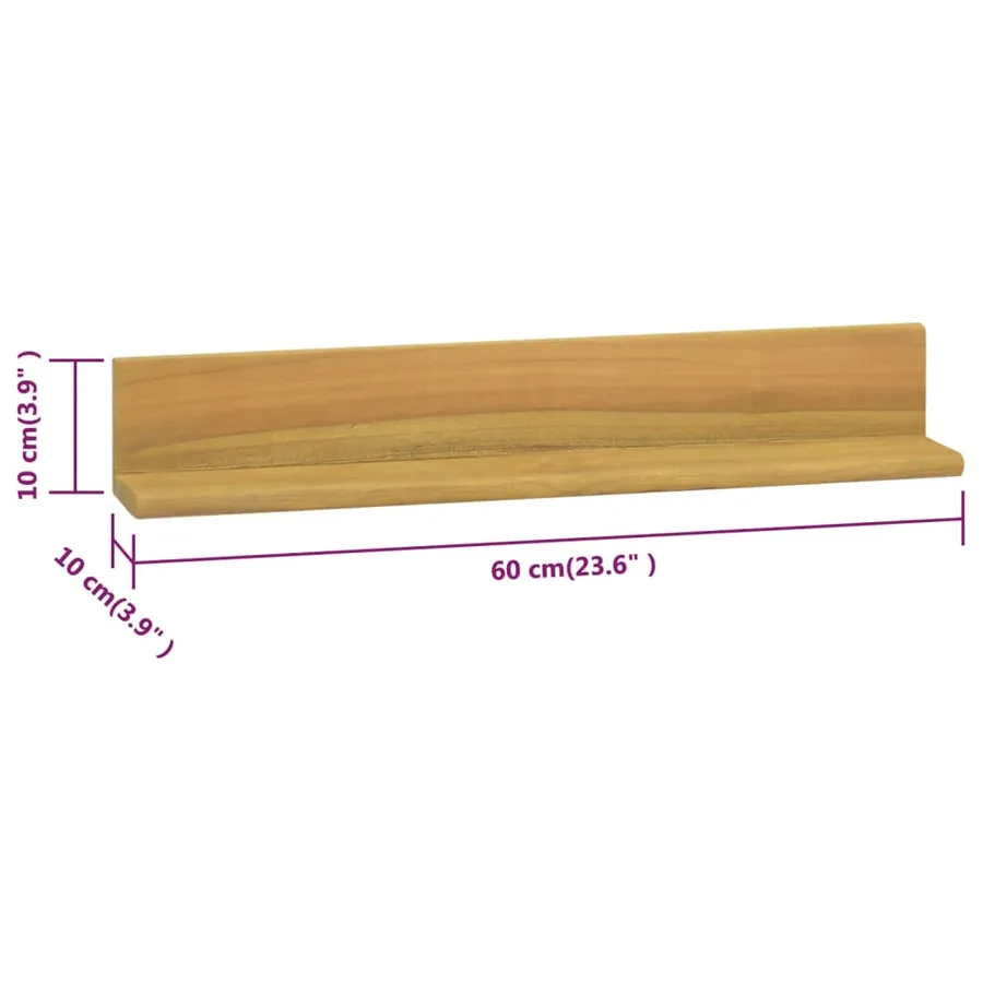 Étagères murales 2 pcs 60x10x10 cm Bois de teck massif - 7