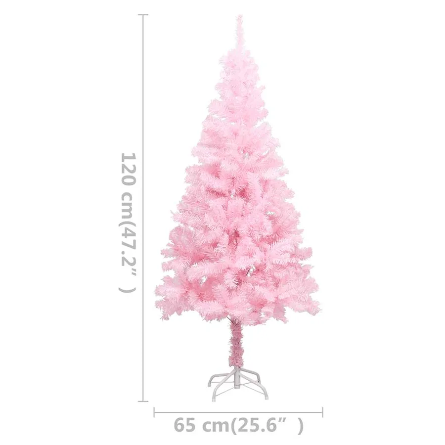 Arbre de Noël artificiel pré-éclairé et boules rose 120 cm PVC - 13