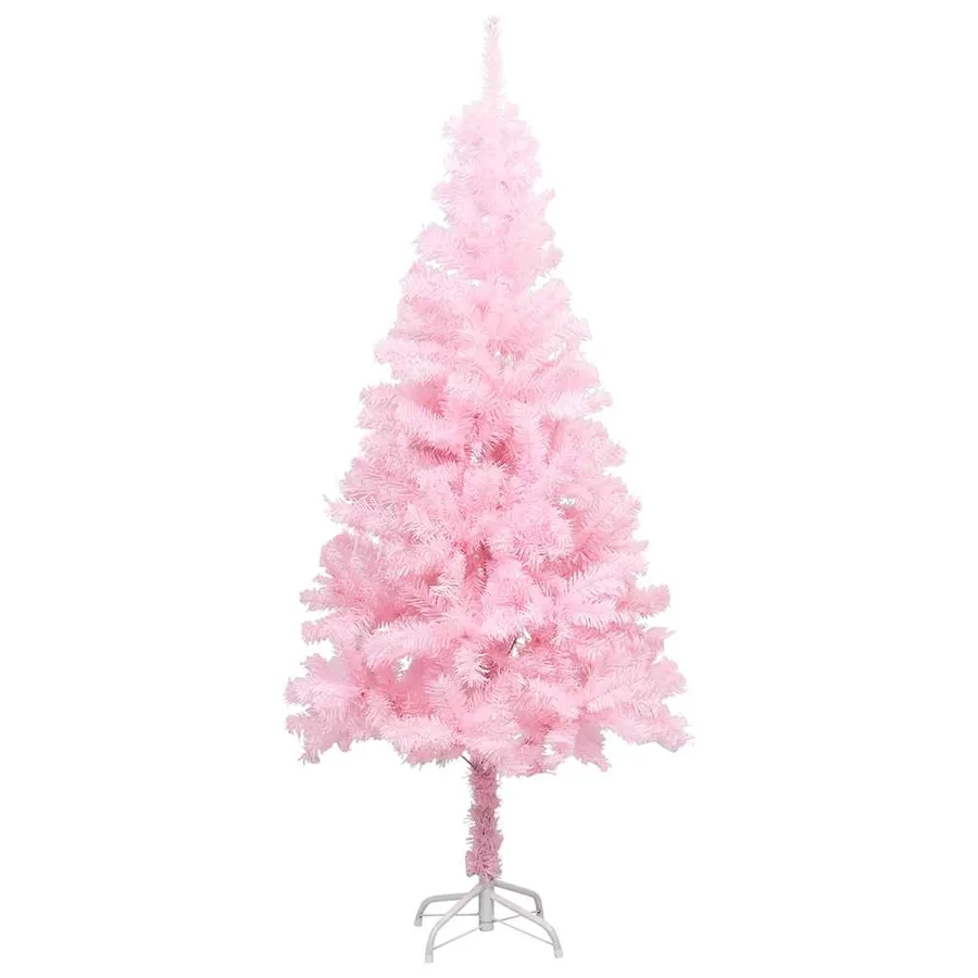 Arbre de Noël artificiel pré-éclairé et boules rose 120 cm PVC - 2