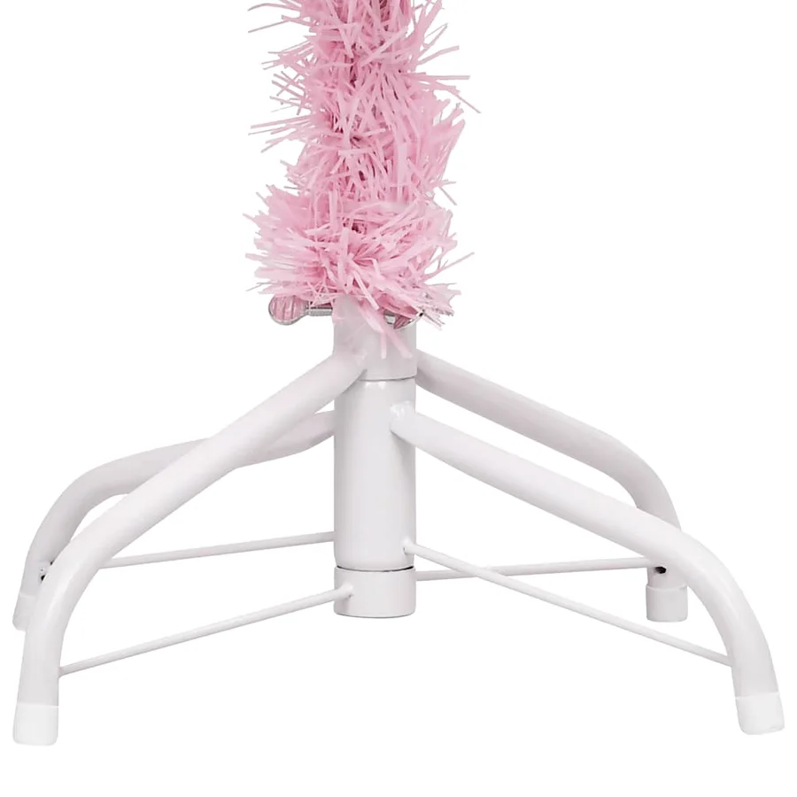 Arbre de Noël artificiel pré-éclairé et boules rose 120 cm PVC - 4