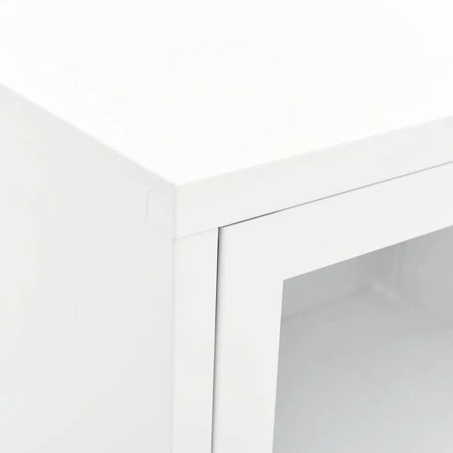 Meuble TV Blanc 90x30x44 cm Acier et verre - 8