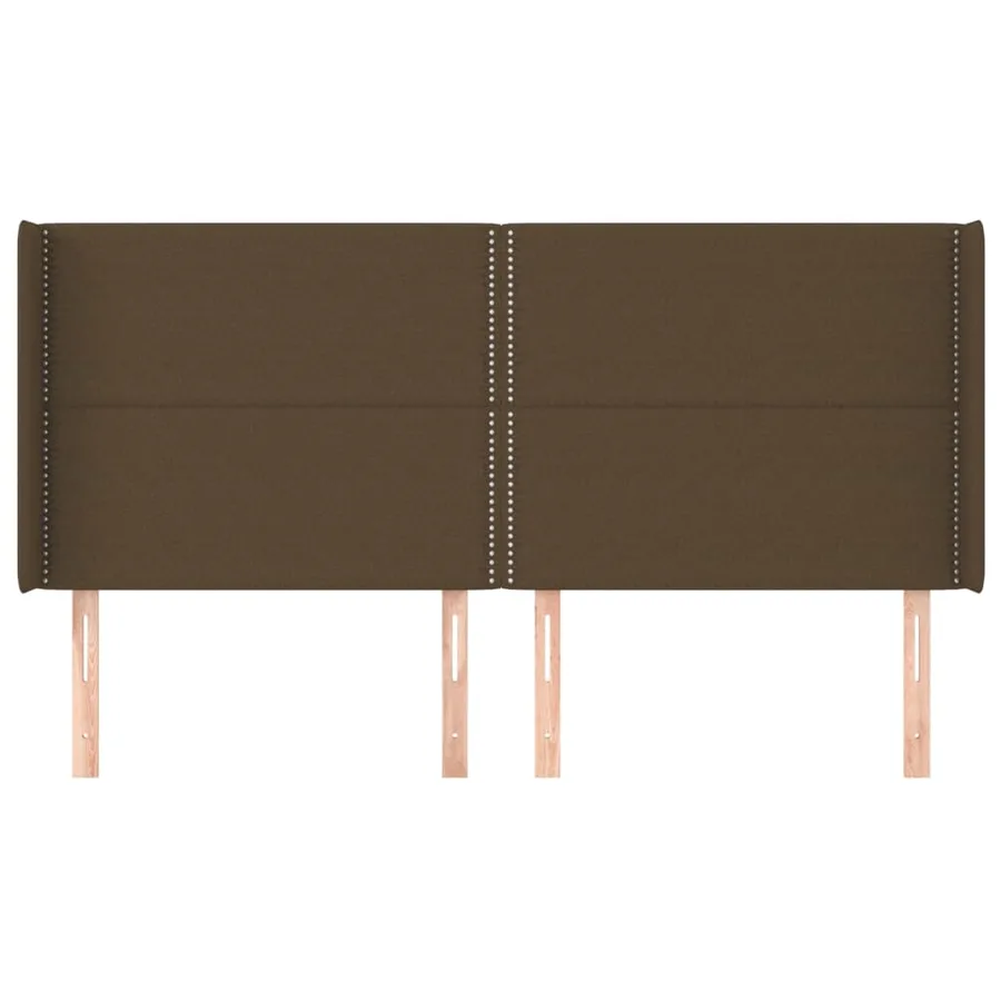 Tête de lit avec oreilles Marron foncé 183x16x118/128 cm Tissu - 3