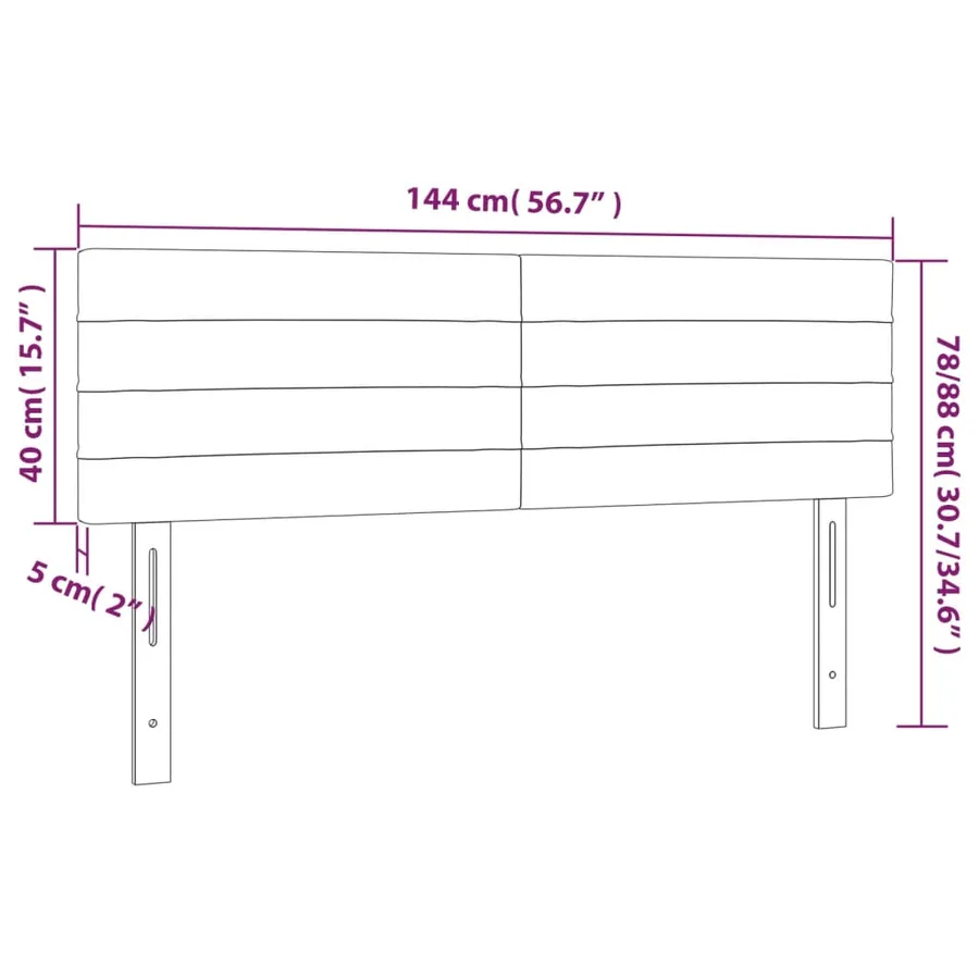 Têtes de lit Marron foncé 144 x 5 x 78/88 cm Tissu - 8