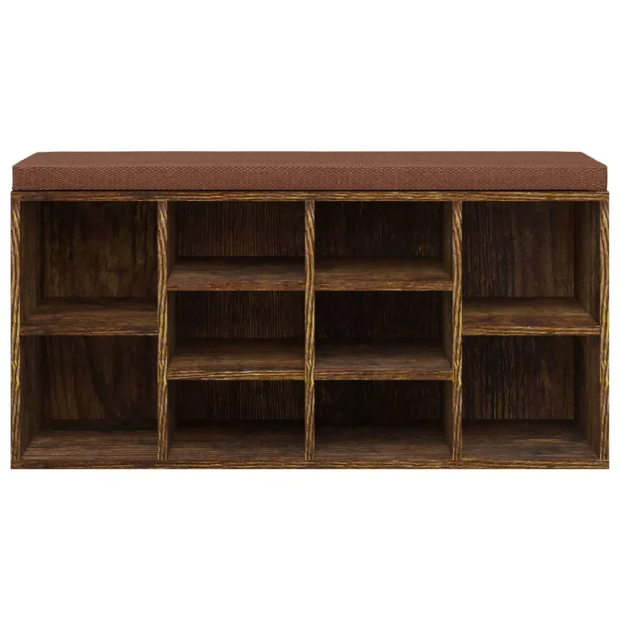 Banc à chaussures Chêne fumé 103x30x48 cm Bois d'ingénierie - 4