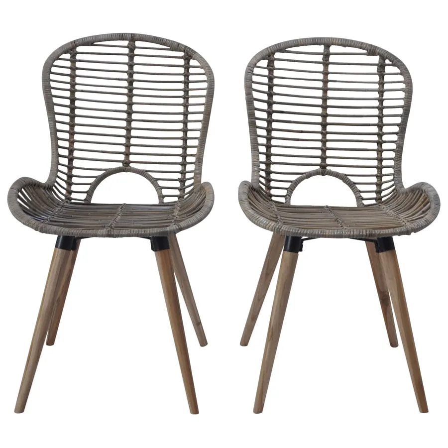 Chaises à manger lot de 6 marron rotin naturel - 2