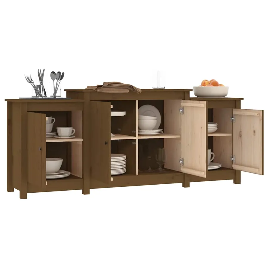 Buffet Marron miel 164x37x68 cm Bois massif de pin - 4