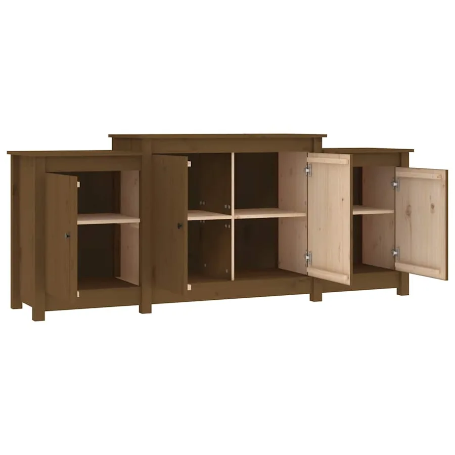 Buffet Marron miel 164x37x68 cm Bois massif de pin - 6
