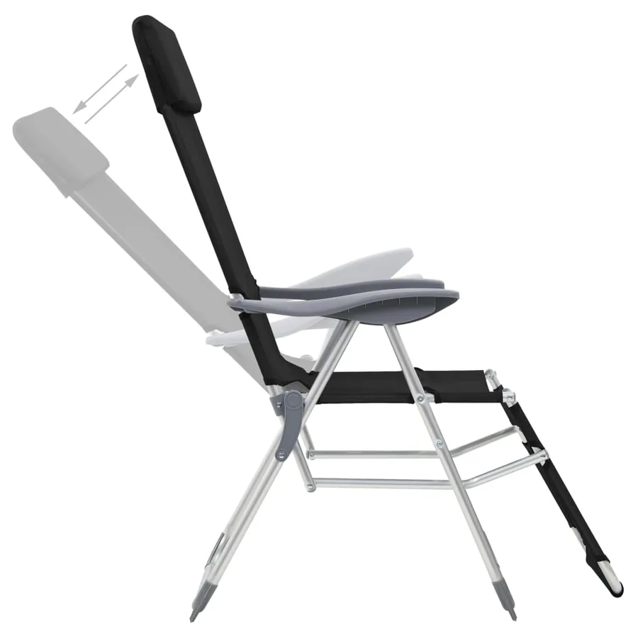 Chaises de camping pliantes et repose-pied lot de 2 textilène - 16