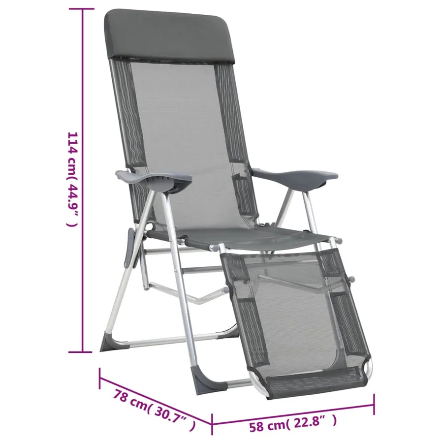 Chaises de camping pliantes et repose-pied lot de 2 textilène - 9