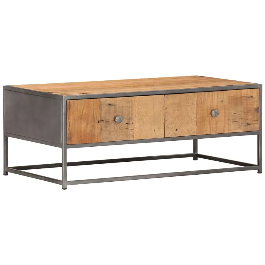 Table basse 90 x 50 x 35 cm Bois de récupération massif - 11