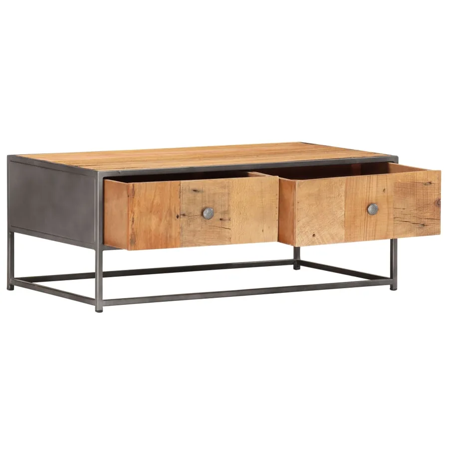 Table basse 90 x 50 x 35 cm Bois de récupération massif - 2
