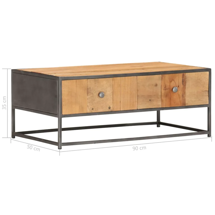 Table basse 90 x 50 x 35 cm Bois de récupération massif - 7