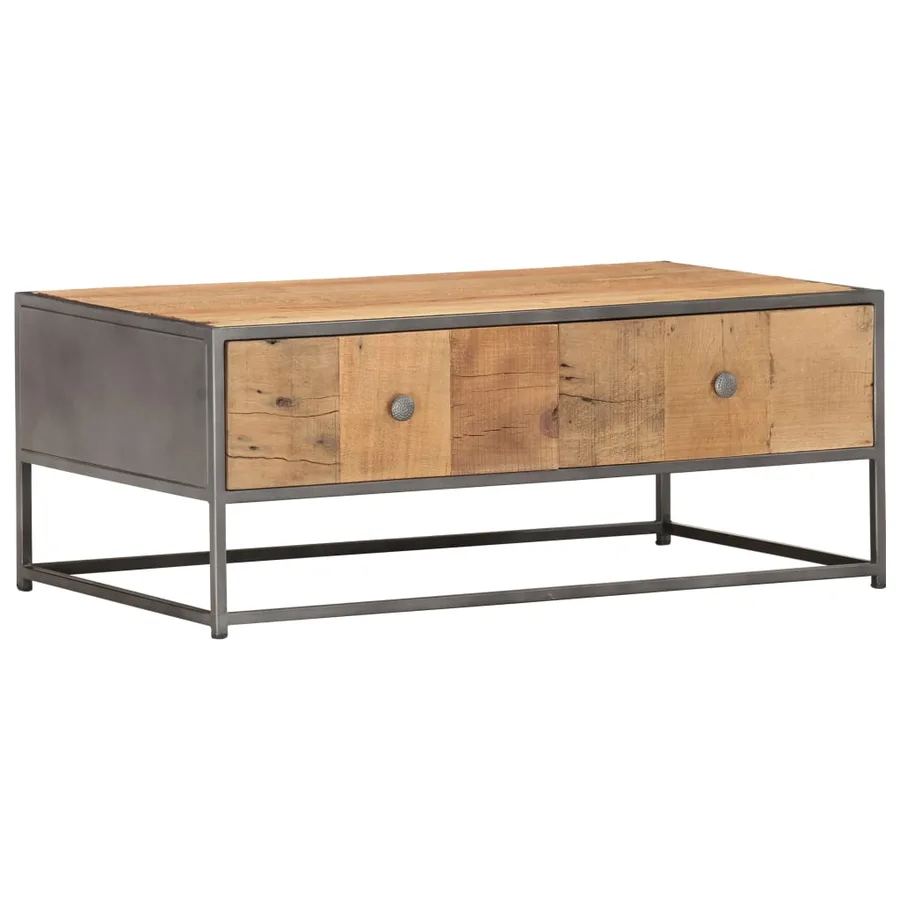 Table basse 90 x 50 x 35 cm Bois de récupération massif - 8