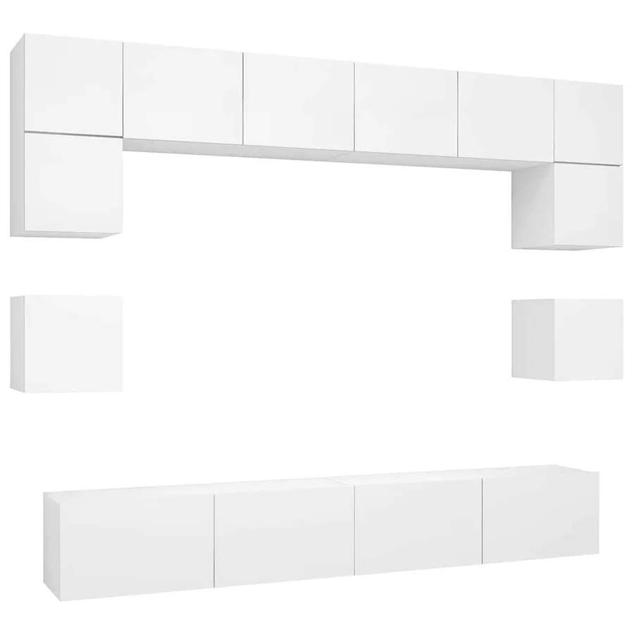 Ensemble de meubles TV 8 pcs Blanc Bois d'ingénierie - 2