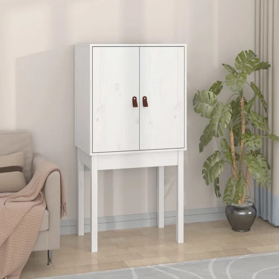 Buffet haut Blanc 60x40x120 cm Bois massif de pin - 3