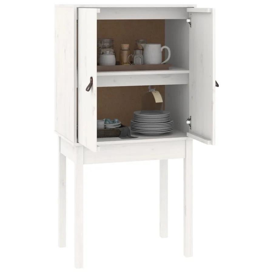 Buffet haut Blanc 60x40x120 cm Bois massif de pin - 4