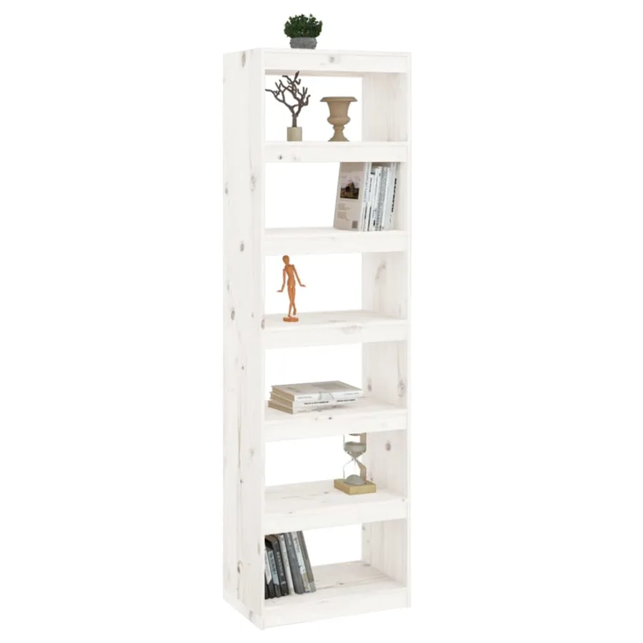 Bibliothèque/Séparateur de pièce Blanc 60x30x199,5cm Pin massif - 3