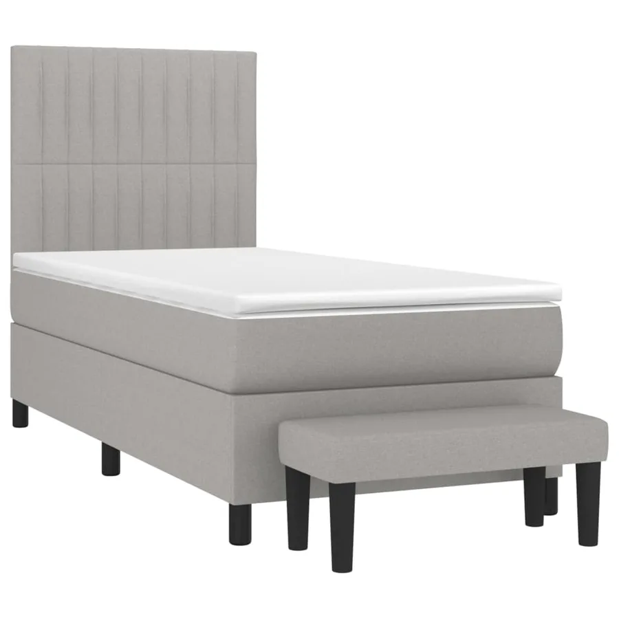 Sommier à lattes de lit avec matelas Gris clair 90x200 cm Tissu - 3