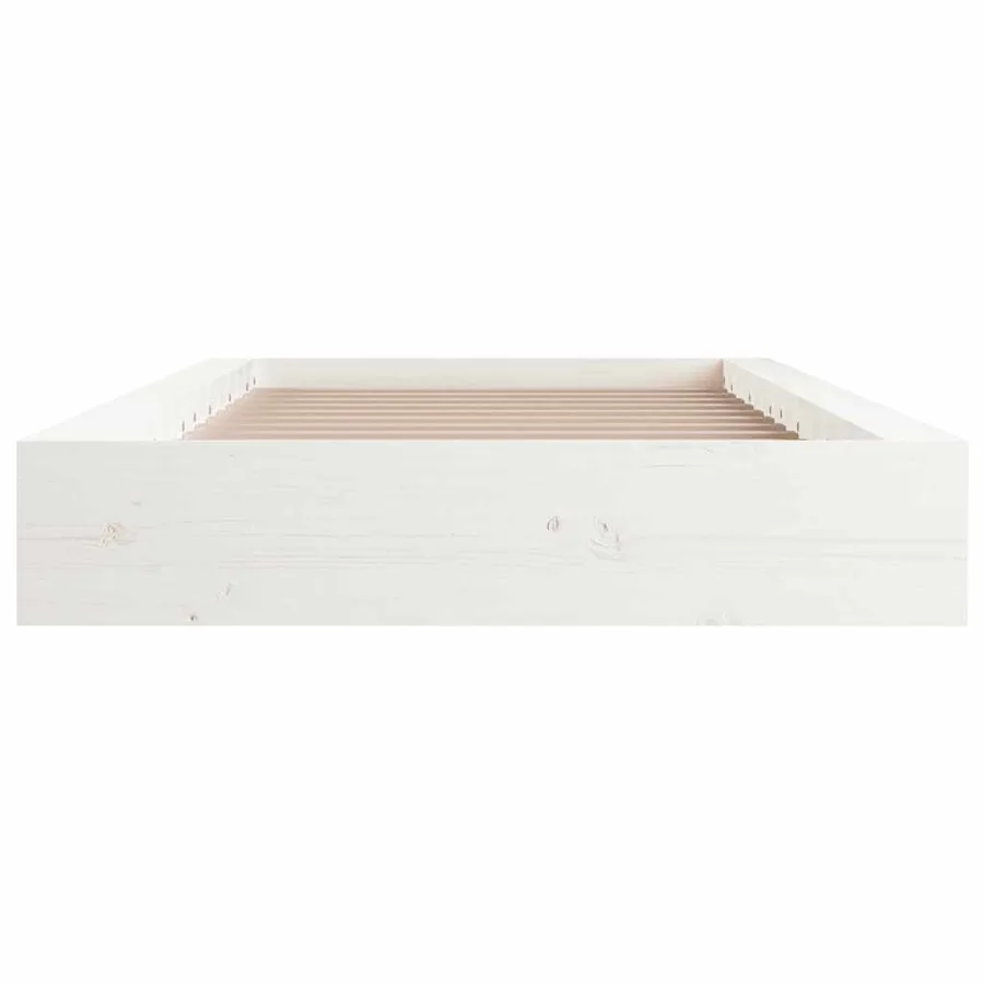 Cadre de lit sans matelas blanc 140x190 cm bois massif - 4