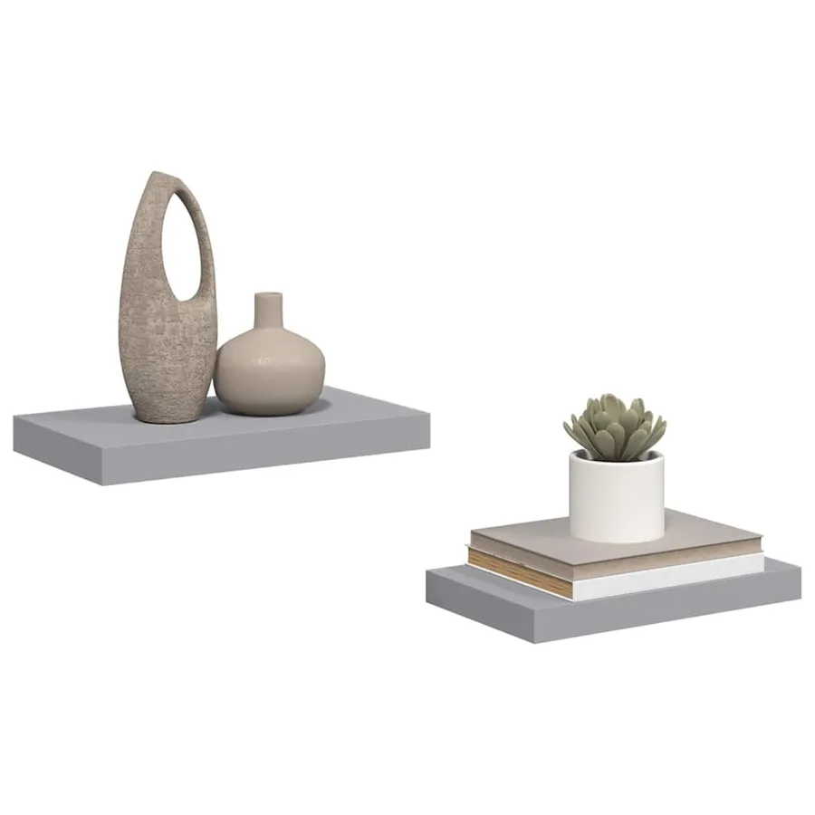 Étagères murales flottantes 2 pcs Gris 40x23,5x3,8 cm MDF - 5