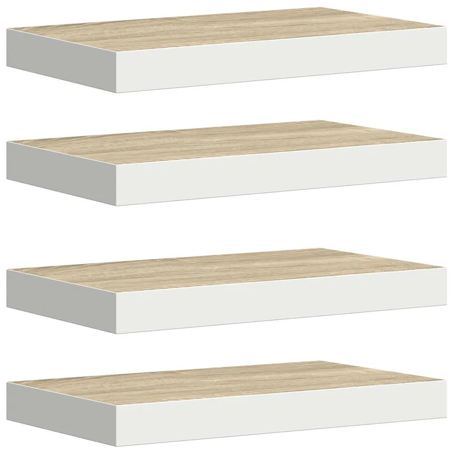 Étagères flottantes 4 pcs Chêne et blanc 40x23,5x3,8 cm MDF - 2