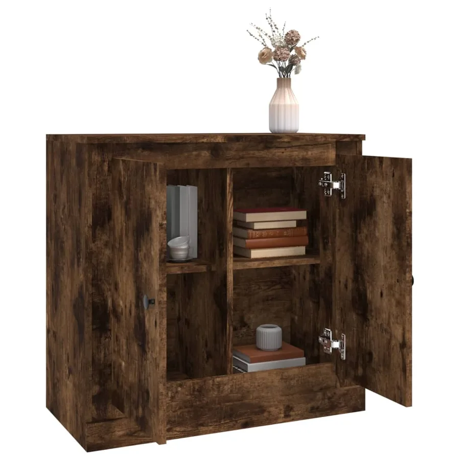 Buffet chêne fumé 70x35,5x67,5 cm bois d'ingénierie - 5