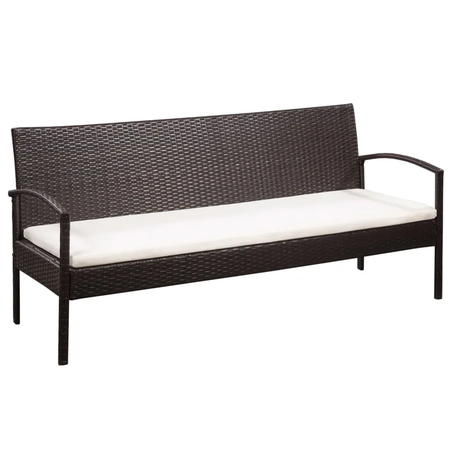Salon de jardin 5 pcs avec coussins Résine tressée Marron - 2