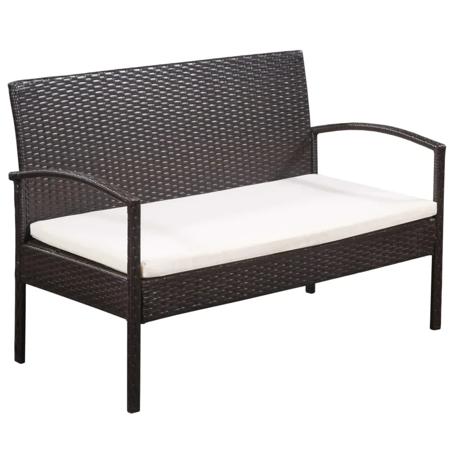 Salon de jardin 5 pcs avec coussins Résine tressée Marron - 3