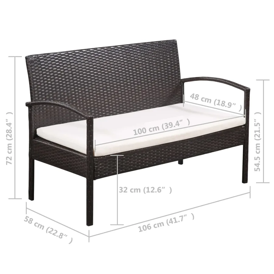 Salon de jardin 5 pcs avec coussins Résine tressée Marron - 7