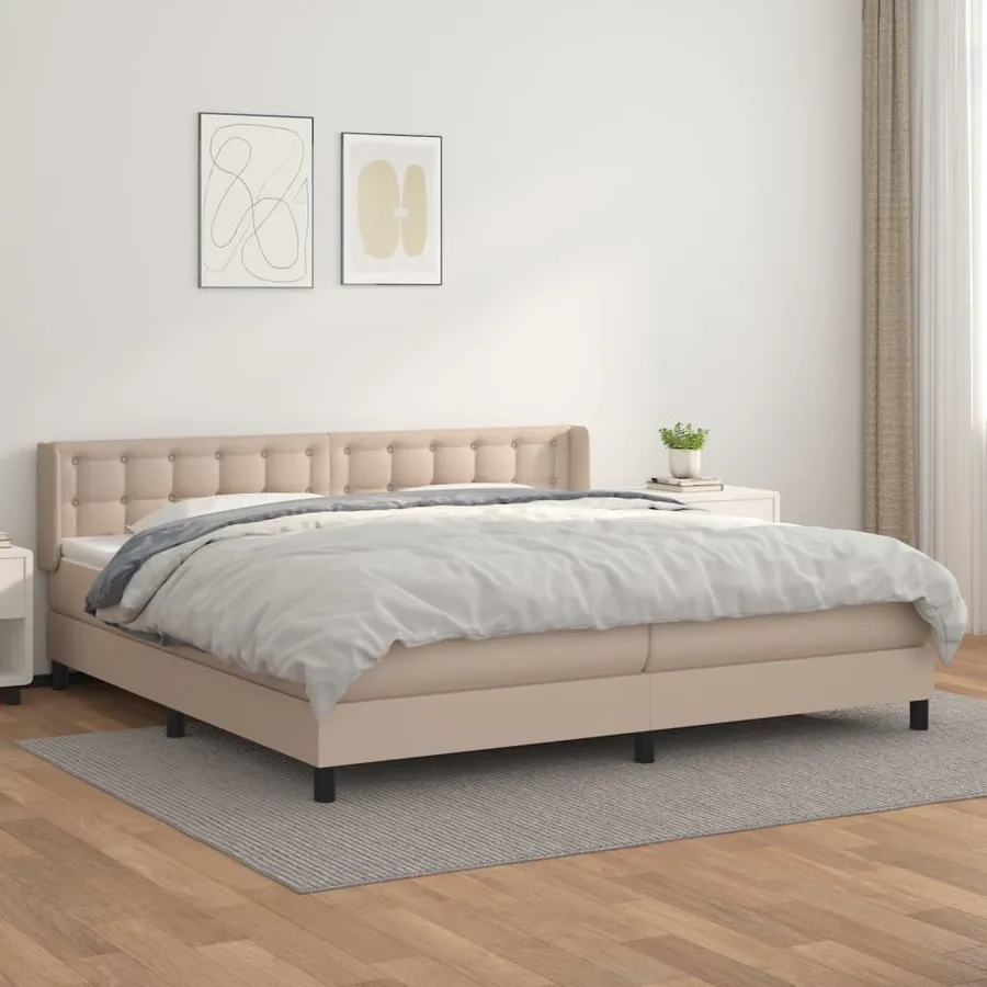 Sommier à lattes de lit avec matelas Cappuccino 200x200 cm