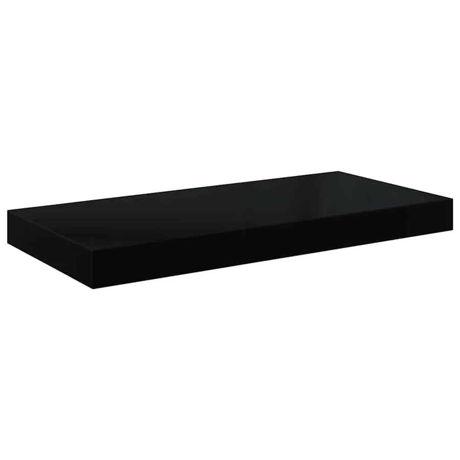 Étagère murale flottante Noir brillant 50x23,5x3,8 cm MDF