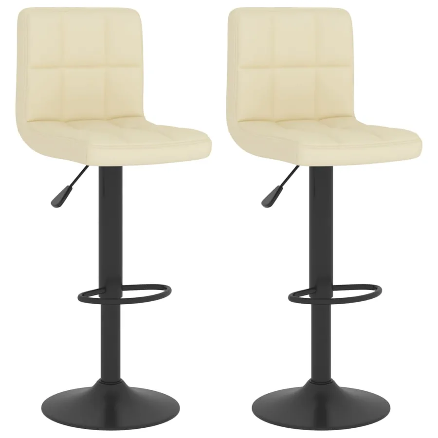 Tabourets de bar lot de 2 crème tissu - 2