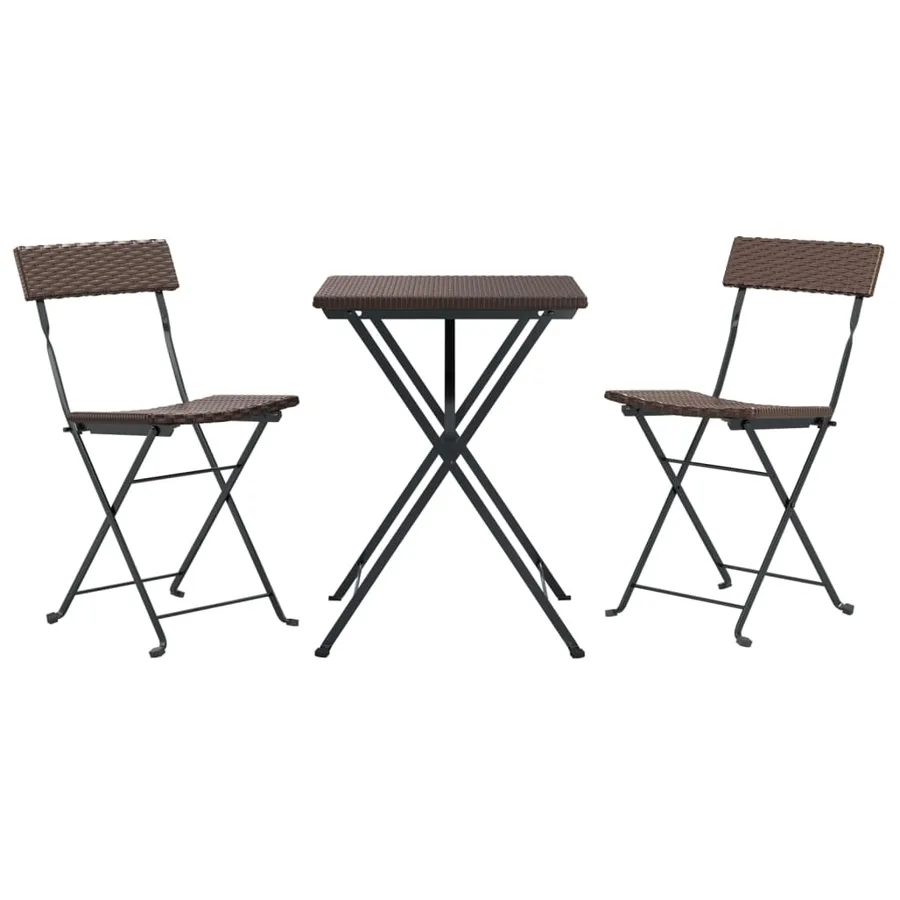 Ensemble de bistro pliable 3 pcs Marron Résine tressée - 3