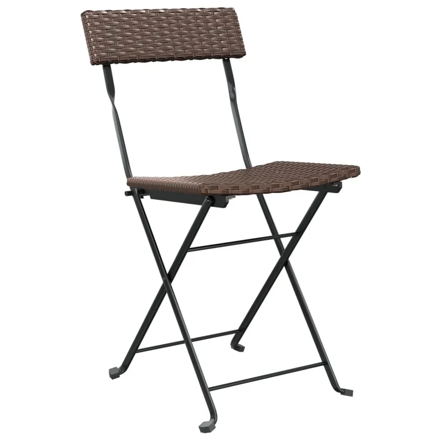 Ensemble de bistro pliable 3 pcs Marron Résine tressée - 4