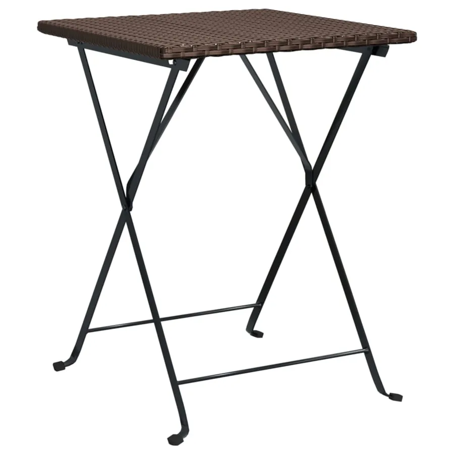 Ensemble de bistro pliable 3 pcs Marron Résine tressée - 5
