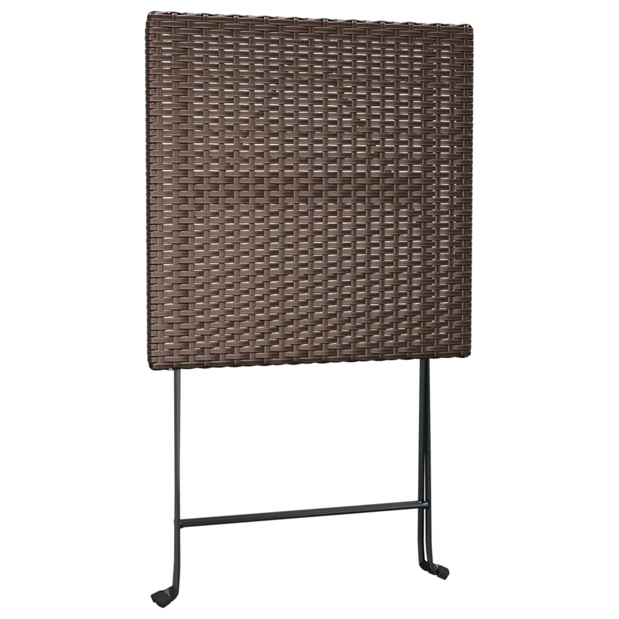 Ensemble de bistro pliable 3 pcs Marron Résine tressée - 7