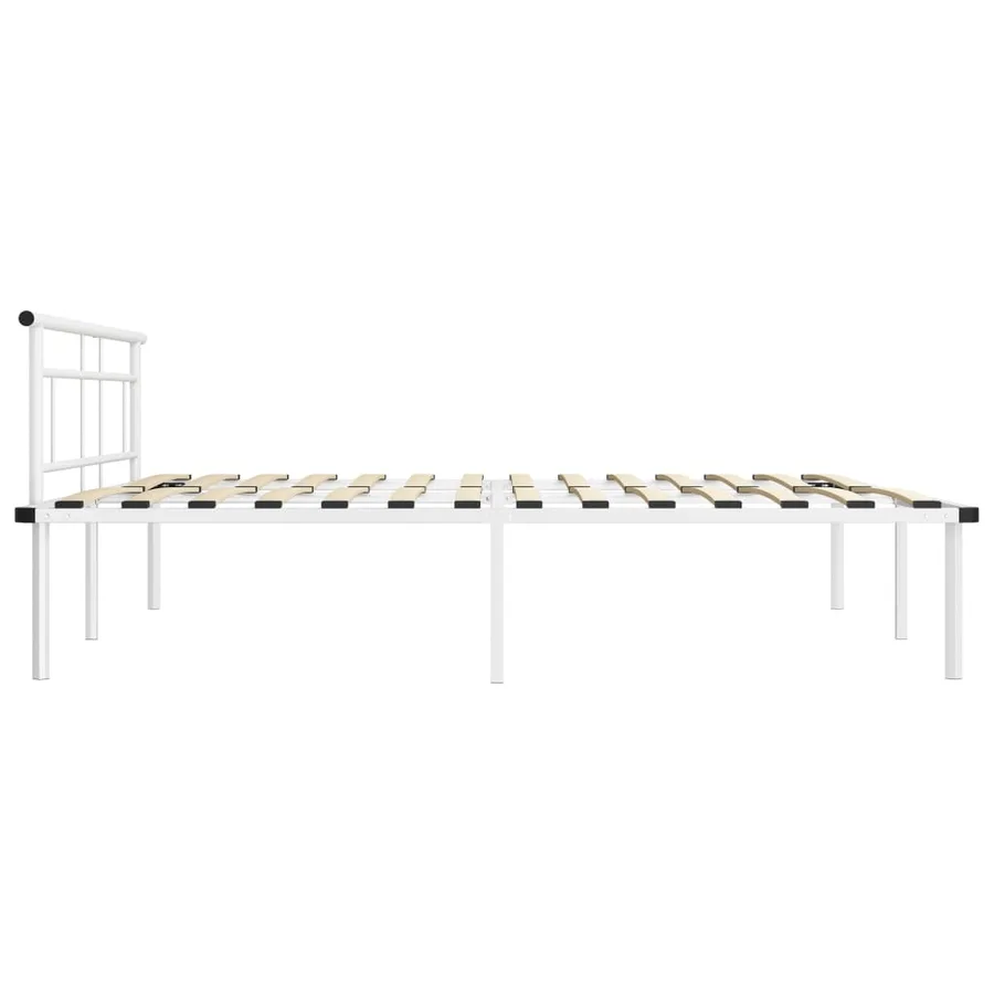 Cadre de lit sans matelas blanc métal 200x200 cm - 4