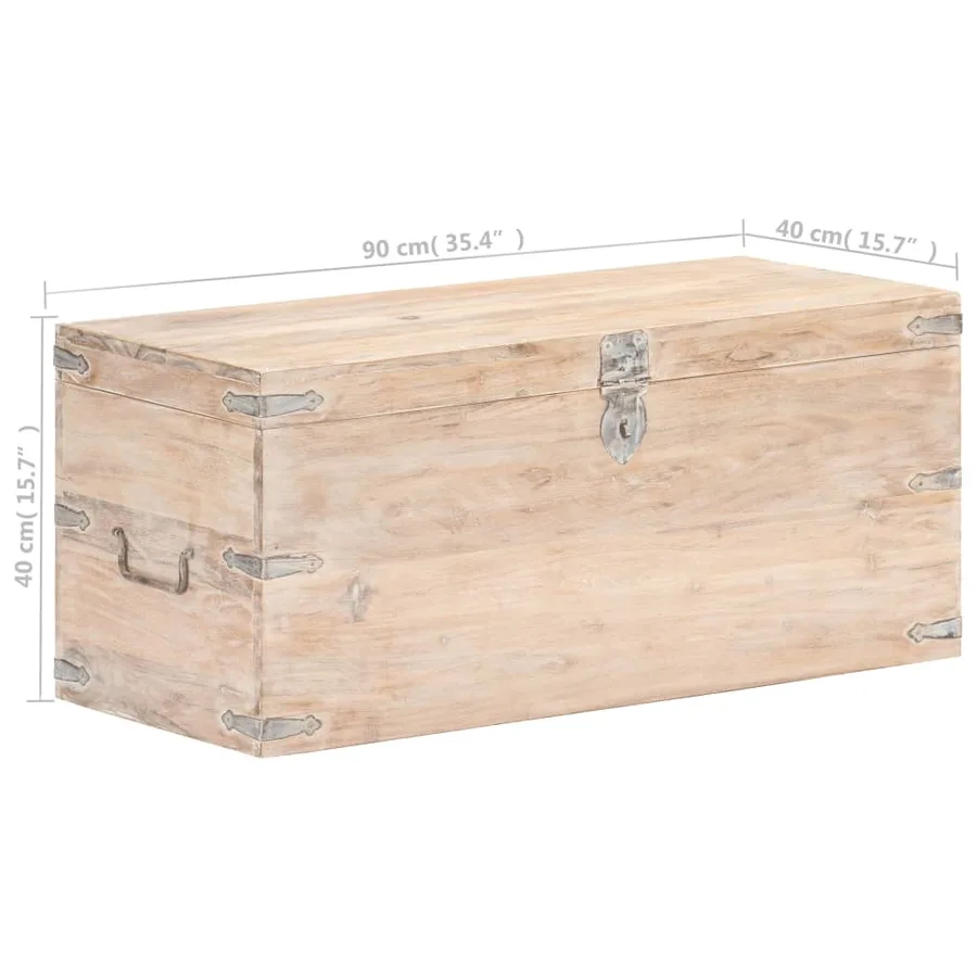 Coffre 90x40x40 cm Bois d'acacia solide - 7
