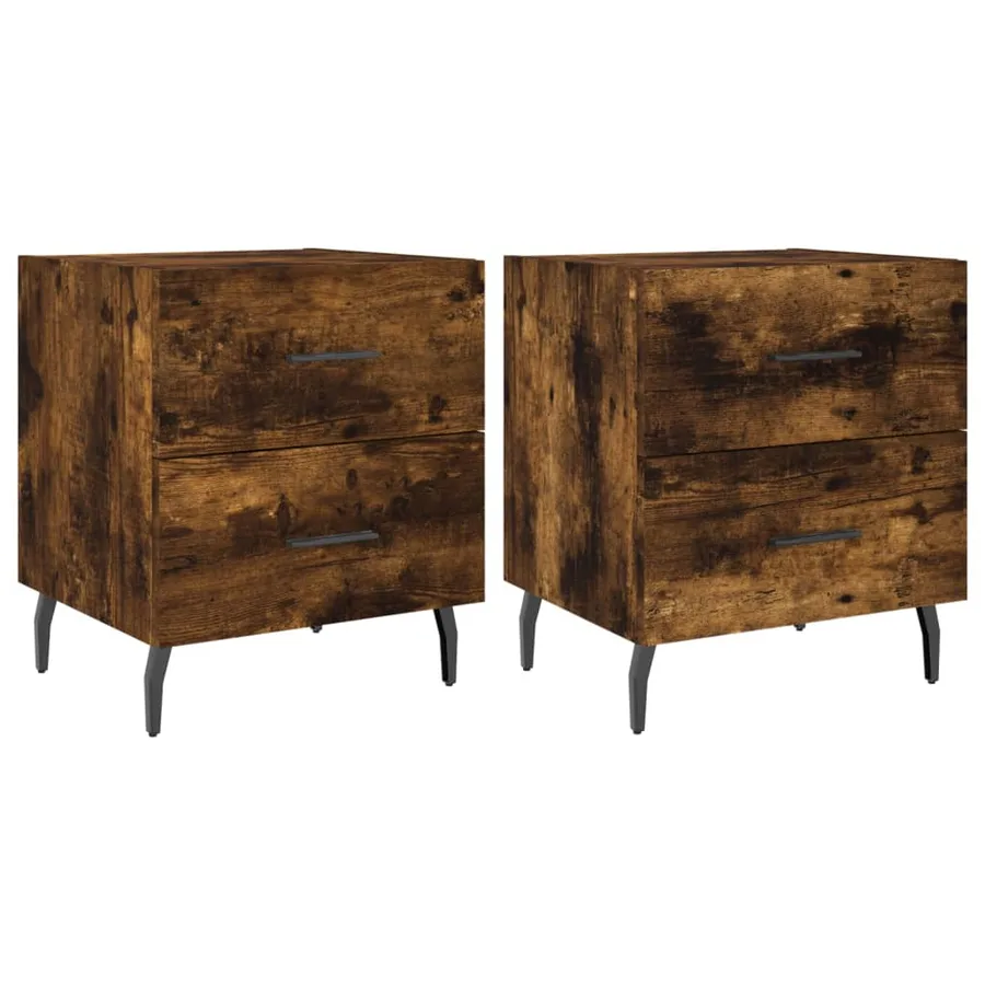 Tables de chevet 2pcs chêne fumé 40x35x47,5cm bois d’ingénierie - 2