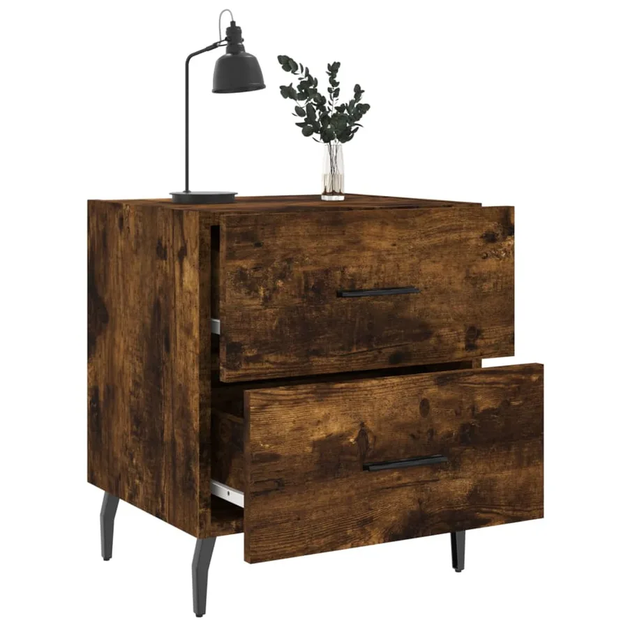 Tables de chevet 2pcs chêne fumé 40x35x47,5cm bois d’ingénierie - 4
