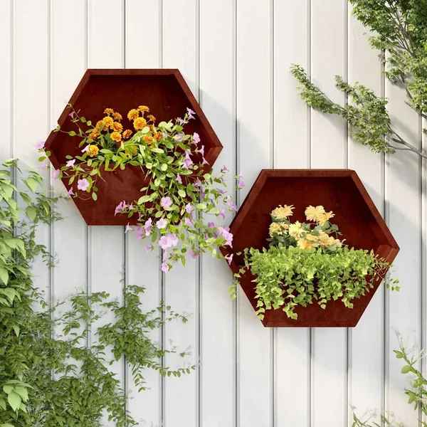 Jardinières murales 2 pcs Rouillé Acier corten 46x10x40 cm
