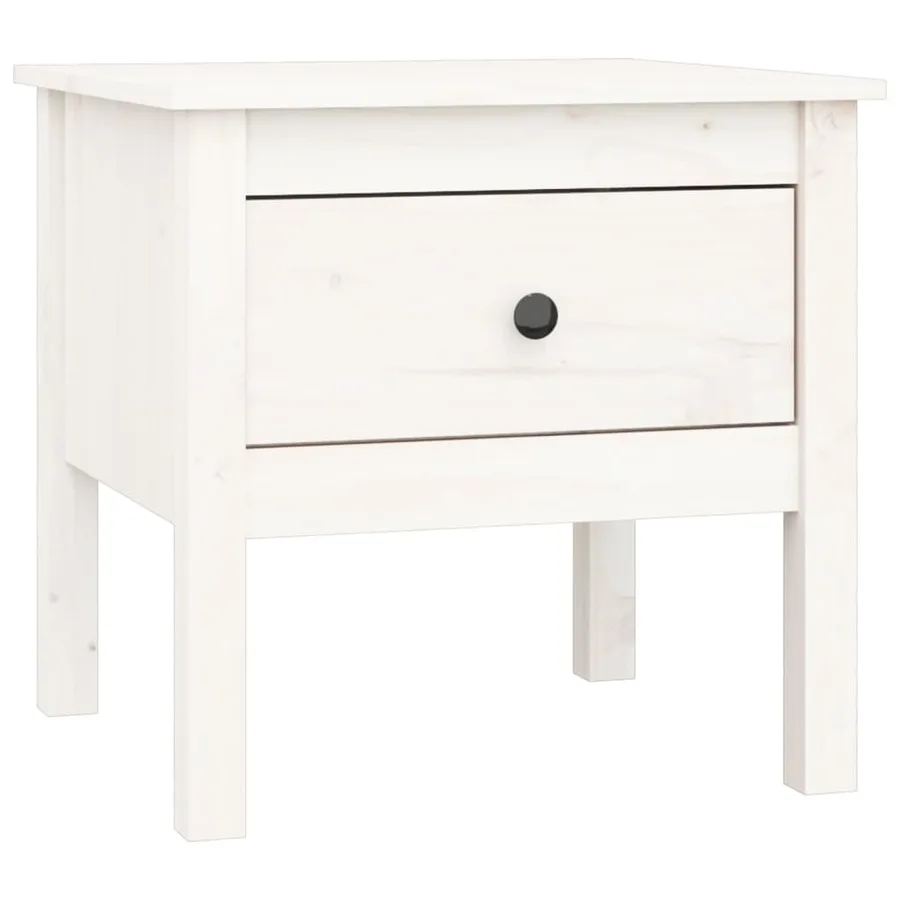 Table d'appoint Blanc 50x50x49 cm Bois massif de pin - 2