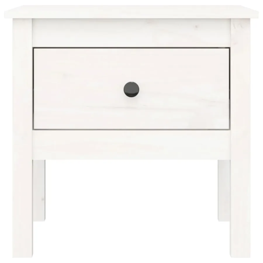 Table d'appoint Blanc 50x50x49 cm Bois massif de pin - 6
