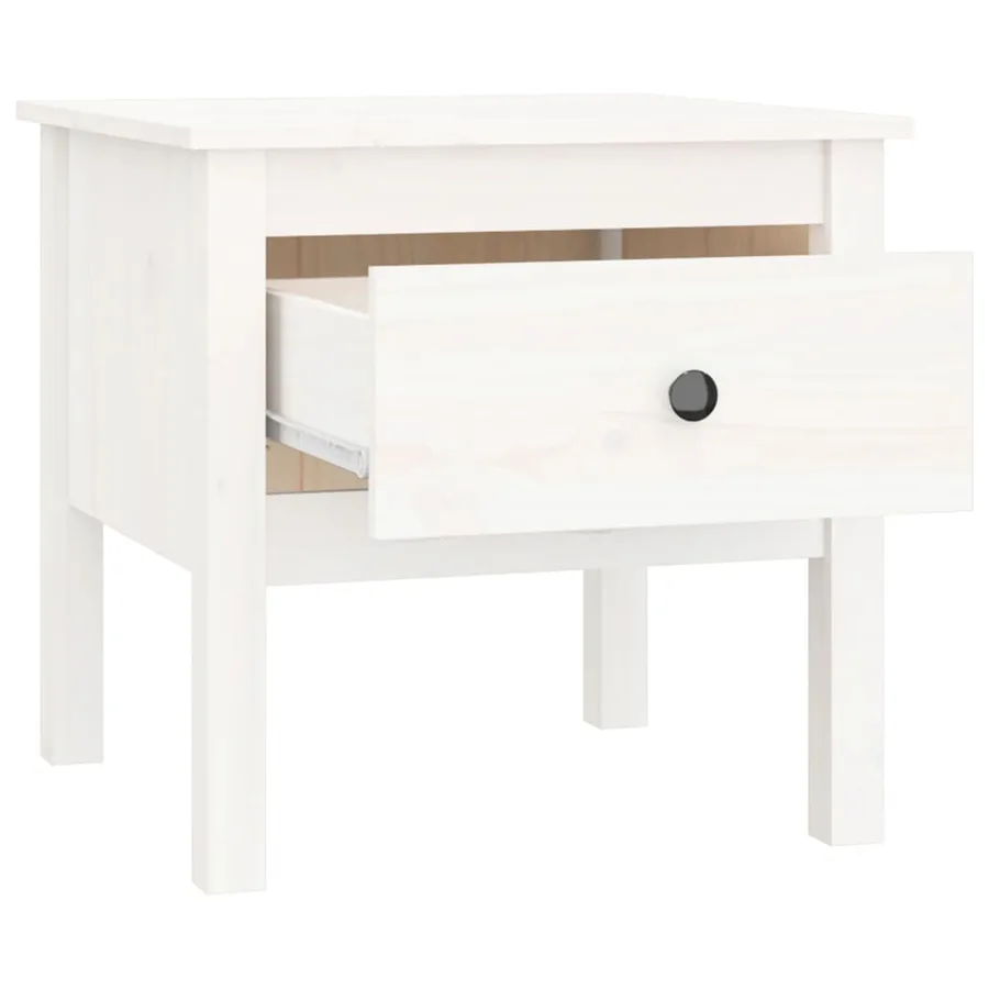Table d'appoint Blanc 50x50x49 cm Bois massif de pin - 7