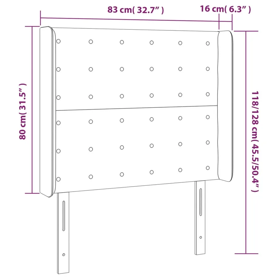 Tête de lit à LED Gris clair 83x16x118/128 cm Velours - 6