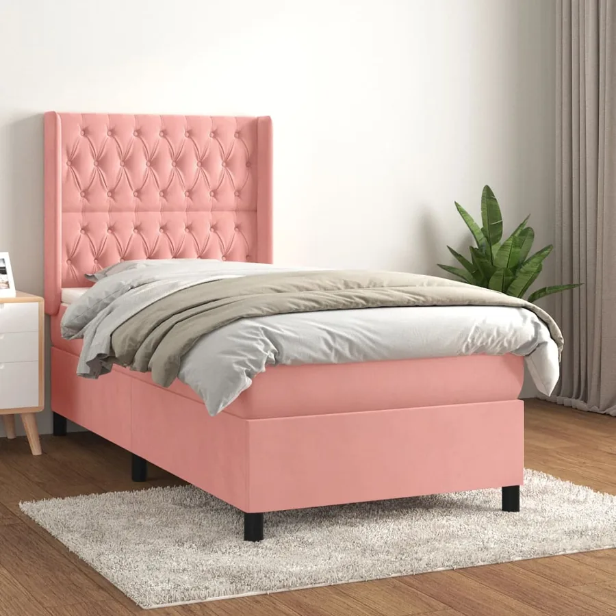 Sommier à lattes de lit avec matelas Rose 100x200 cm Velours