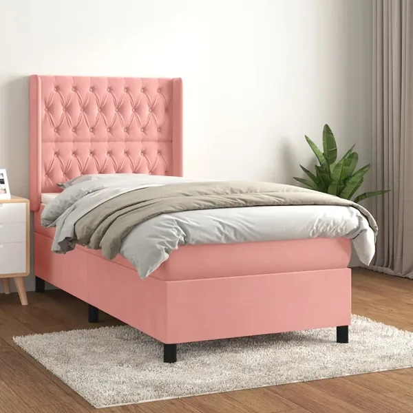 Sommier à lattes de lit avec matelas Rose 100x200 cm Velours