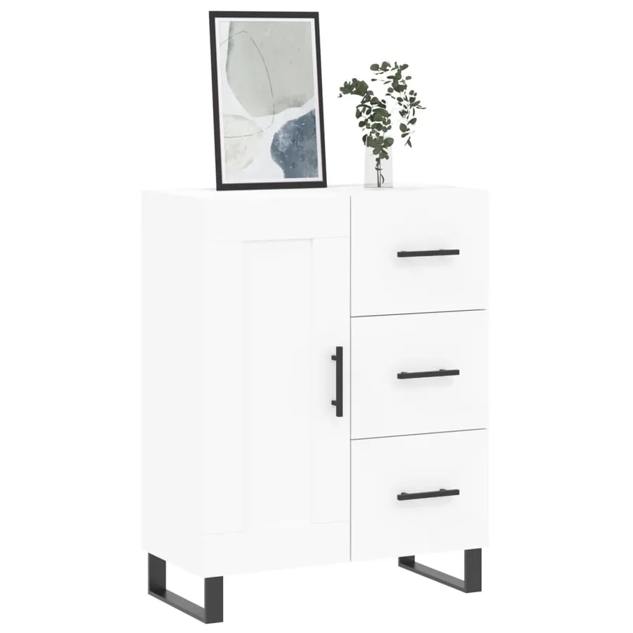 Buffet blanc 69,5x34x90 cm bois d'ingénierie - 3